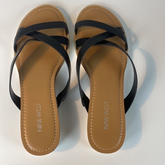 Nine West Black Dallan Slide Mini Wedge Sandals Size 8.5 - Picture 8 of 15